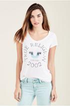 Ombre Crystal Horseshoe Womens Tee | White | Size X Small | True Religion