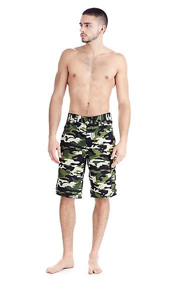 Mens Big T Board Shorts | Camo Print | Size 28 | True Religion