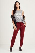 Distressed Skinny Crop Womens Jogger | Ox Blood | Size X Small | True Religion