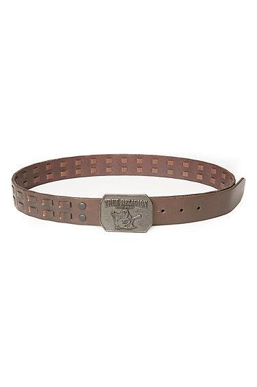 True Religion Heavy Lace Mens Belt - Brown