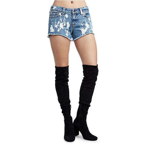 Keira Mid Rise Womens Short | Lucid Blues | Size 24 | True Religion
