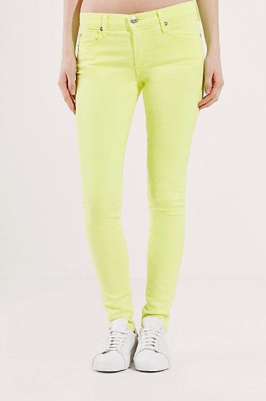 Halle Super Skinny Neon Womens Jean | Yellow | Size 23 | True Religion