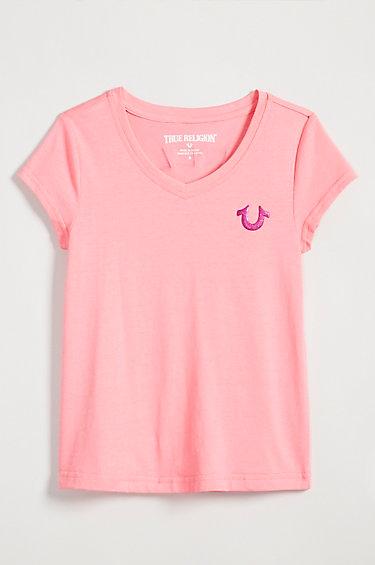 True Religion Branded Logo Kids Tee - Npk Neon Pink