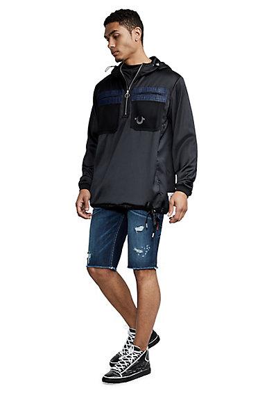 Mens Pullover Satin Anorak | Black | Size X Small | True Religion