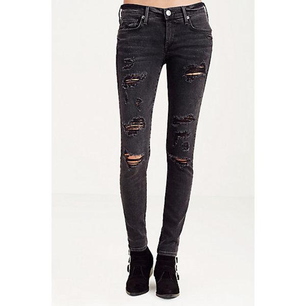 Casey Super Skinny Ripped Womens Jean | Smoke Stack Destroyed | Size 24 | True Religion