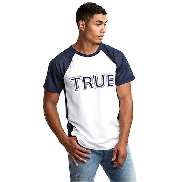 Mens Contrast Raglan Inset Tee | Navy | Size Large | True Religion