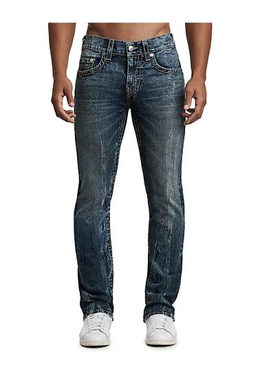 Men's Straight Fit Earthworm Big T Jean | Eydd Trail Of Blue | Size 28 | True Religion
