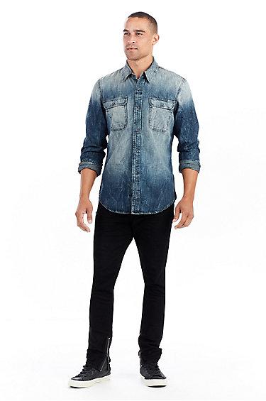 Workwear Mens Button Up Shirt | Indigo Weld | Size X Small | True Religion