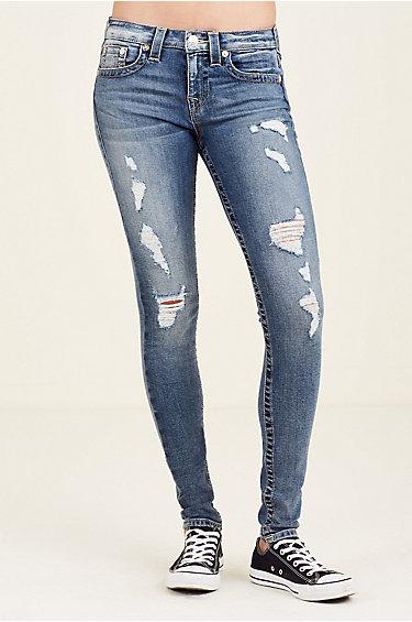 Women's Super Skinny Fit Ripped Jean | Twisted Blue | Size 23 | True Religion