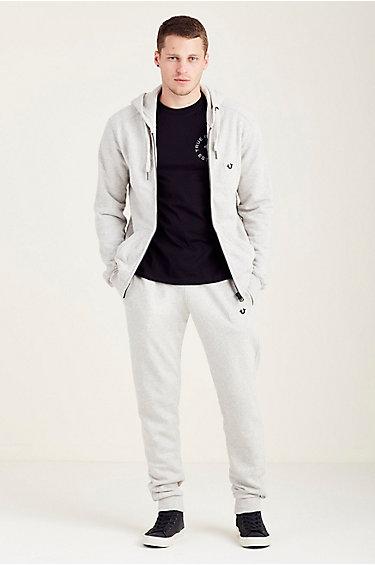 Horseshoe Full Zip Mens Hoodie | Heather Grey | Size Small | True Religion