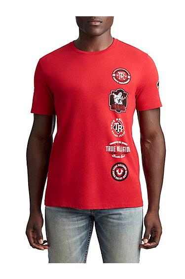 Mens Logo Patch Graphic Tee | Ruby Red | Size X Small | True Religion