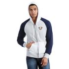 Mesh Raglan Mens Hoodie | Grey /navy | Size Large | True Religion