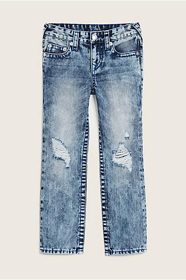 Straight Flap Ripped Kids Jean | Ultra Marine | Size 2t | True Religion