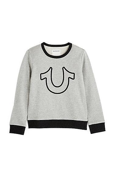 Horseshoe Kids Sweatshirt | Heather Grey  | Size Small | True Religion