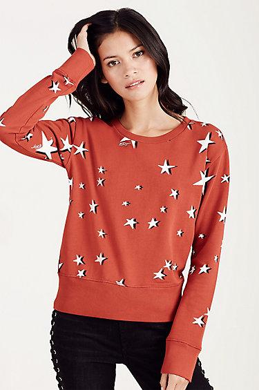 True Religion Star Boyfriend Womens Sweatshirt - Red