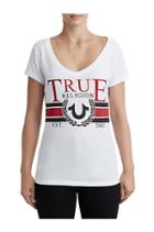 Women's Vintage Tr Round V Tee | White | Size Xx Small | True Religion