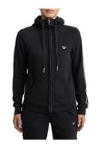 Womens Active Zip Up Hoodie W/ Rhinestones | Black | Size X Small | True Religion