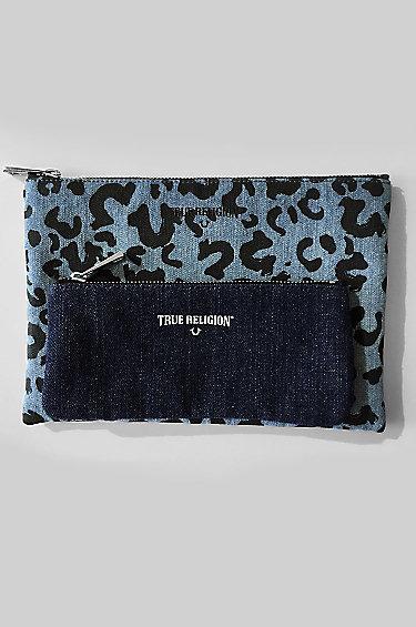 True Religion Clutch Two Pouch Set - Snow Leopard