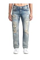 Mens Rip And Repair Big T Skinny Jean W/ Flap | Secret Forest Rips | Size 27 | True Religion