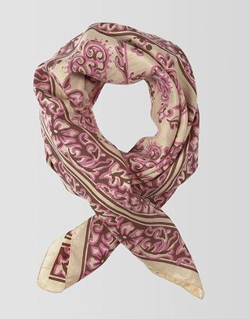 Cream/pink Block Print Silk Scarf By True Religion