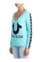 Womens Horseshoe Stripe Logo Long Sleeve Top | Monsoon | Size Xx Small | True Religion
