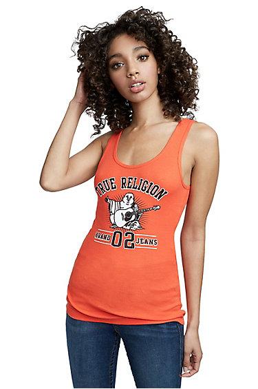 Women's Athletic Buddha Rib Tank Top | Coral | Size Xx Small | True Religion