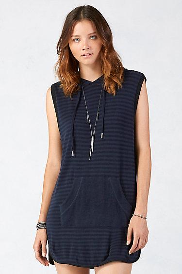 True Religion Striped Velour Womens Dress - Blue