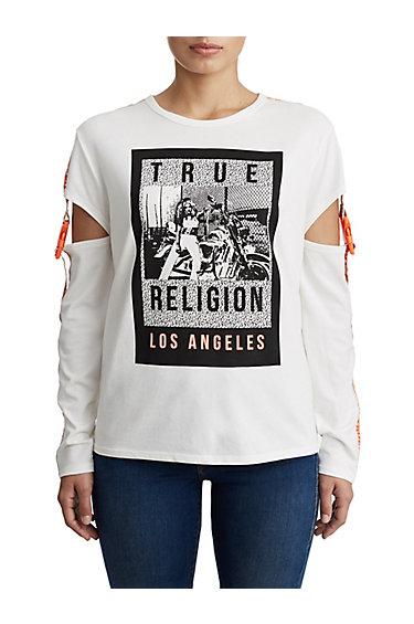 Womens Long Sleeve Ls Tee | White | Size X Small | True Religion