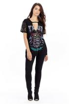 Mix Media Concert Womens Tunic | Black | Size X Small | True Religion