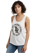 Womens Logo Deep Cut Tank Top | White | Size X Small | True Religion