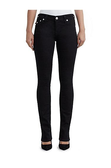 Women's Straight Fit Crystal Pocket Jean | Body Rinse Black | Size 23 | True Religion