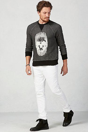 True Religion Rocco Skinny White Moto Jean - Destroyed Optic White