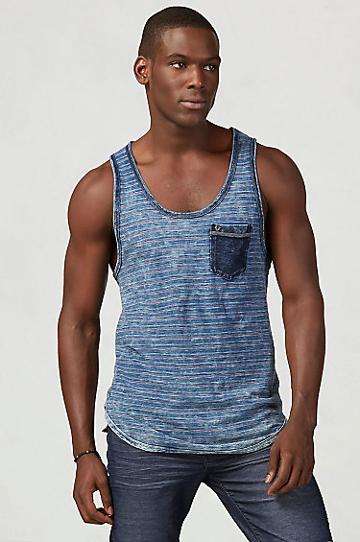 True Religion Striped Mens Tank - True Navy