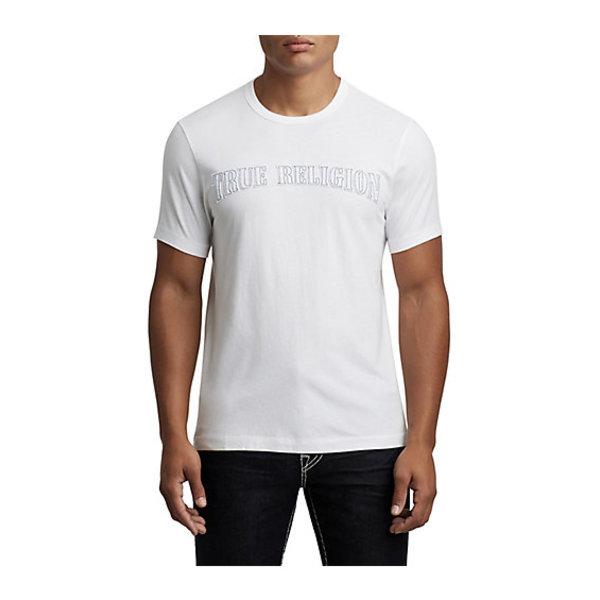 Mens Tr Felt Logo Thread Tee | White | Size X Small | True Religion