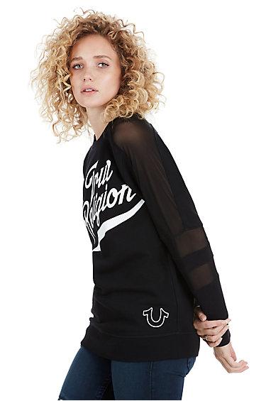 True Athlete Mesh Insert Active Womens Pullover | Black | Size Small | True Religion