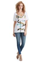 True Camo Women V Neck Tee | White  | Size X Small | True Religion