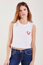 True Religion Crop Muscle Puff Womens Tee - White