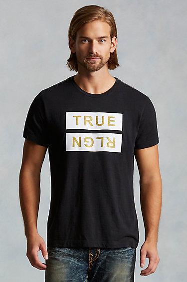 True Religion Metallic Flock Mens Tee - Jet Black