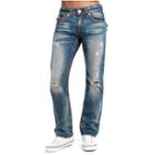 Men's Straight Fit Super T Jean | Burning Rips | Size 32 | True Religion