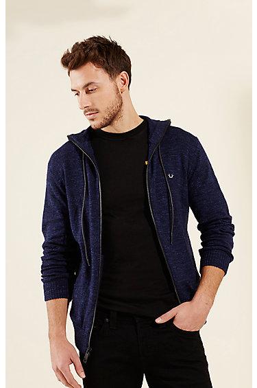 True Religion Zip Through Mens Sweater - Navy