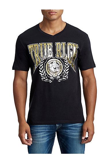 Mens College Laurel Wreath Graphic Tee | Black | Size X Small | True Religion