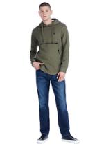 Horizontal Zip Pullover Mens Hoodie | Military Green  | Size Small | True Religion