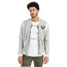 Mens Embroidered Eagle Letterman Jacket | Heather Grey | Size Small | True Religion