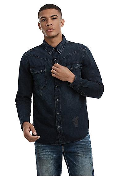 Mens Carter Western Shirt | Epic Night | Size Small | True Religion
