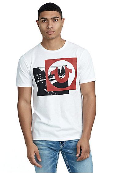 Men's Box Picture Crew Neck Tee | White | Size X Small | True Religion