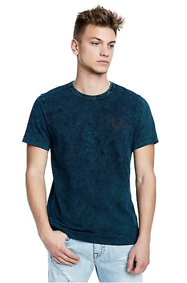 Mens Washed Indigo Tee | Blue | Size Small | True Religion