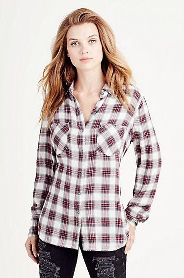 Plaid Utility Womens Shirt | Venice Beach | Size Small | True Religion
