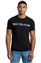 Mens Straight Logo Crew Neck Tee | Black | Size X Small | True Religion