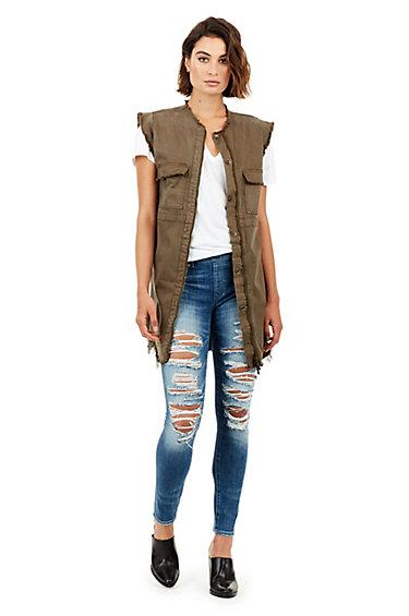 Jennie Curvy Runway Womens Legging | Washed Out Destroy | Size X Small | True Religion