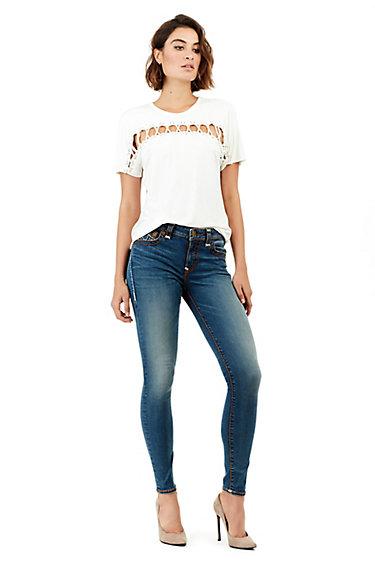 Jennie Curvy Skinny Super T Womens Jean | Barracks Blue | Size 25 | True Religion